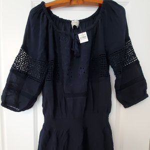 NWT Abercrombie and Fitch navy cotton lace dress